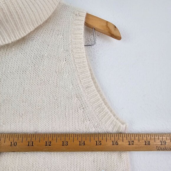 Lauren Ralph Lauren Womens Sz M Cream Turtleneck Sweater Vest Wool Angora Sequin - Picture 6 of 12
